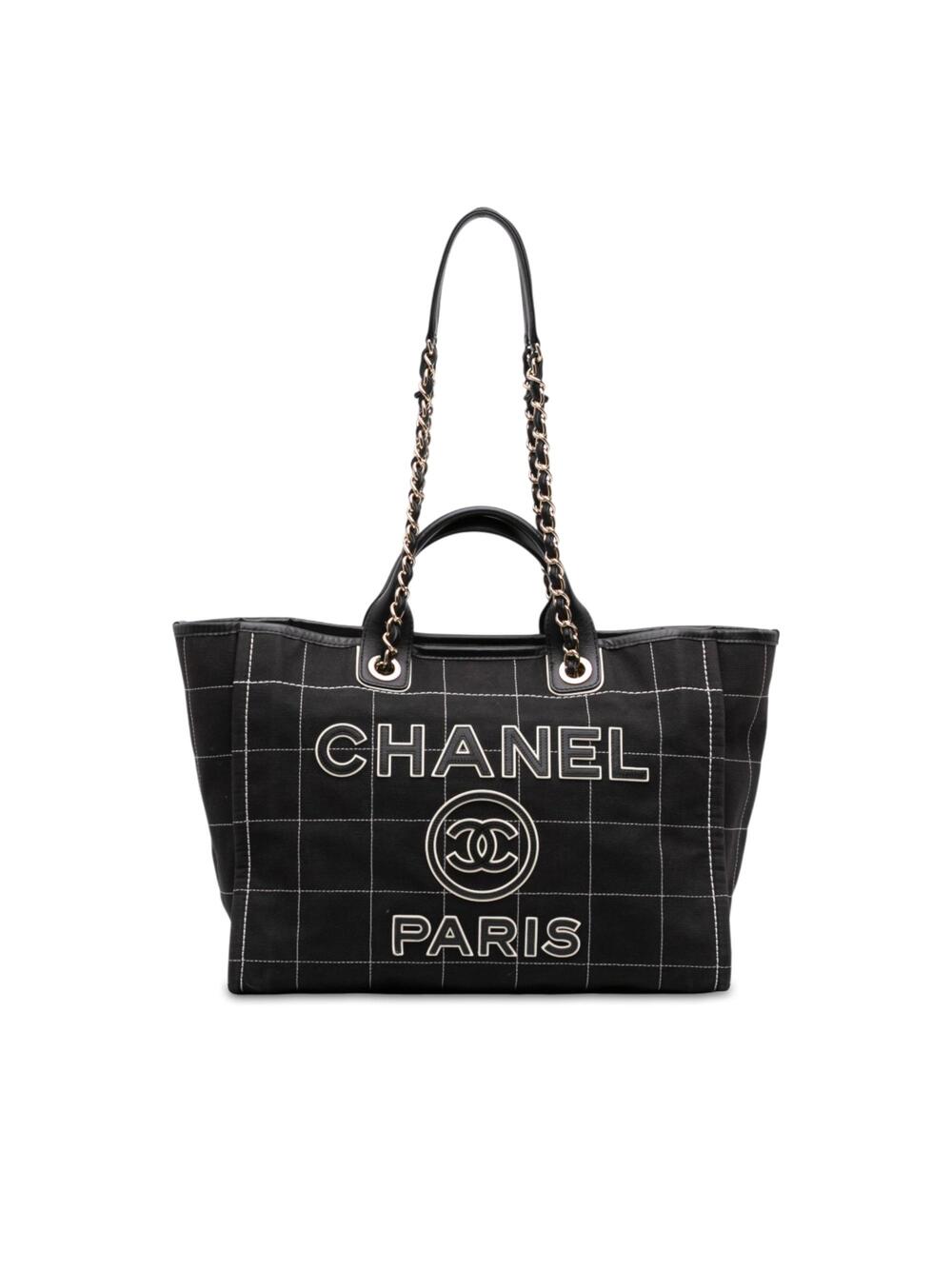 Chanel Deauville Tote Pinstripe Cotton #319100C33B